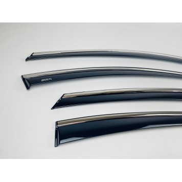 Дефлекторы окон Ford Focus 2011-2019 III Sedan/HB с нерж. хром полоской-5